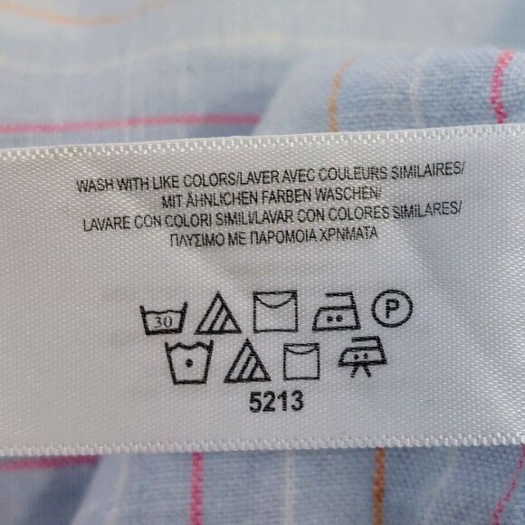 Brooks Brothers 346 Men's Large 100% Linen Striped Button Down Shirt Blue Beachy - Picture 5 of 9